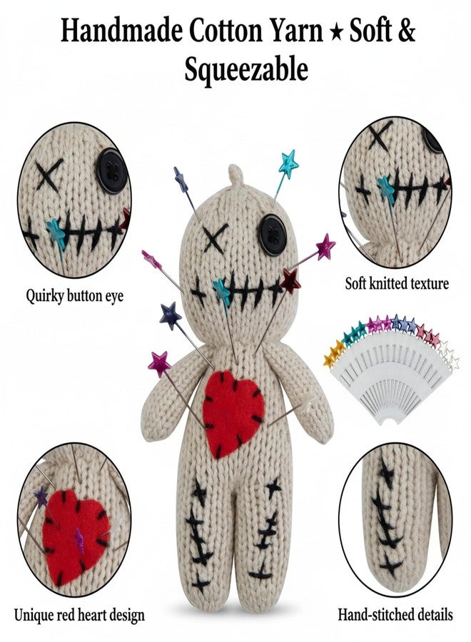 DKUUPEX Voodoo Doll with 18 Pins, Creepy Horror Plush Stress Relief Halloween Decoration & Funny Gag Gift for Friends, Office & Party for Adult - Image 5
